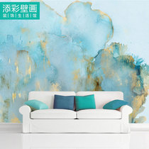 Water Ink Fainting Mural Abstract Creamine Seamless Wall Cloth Abstract Art Pattern Wallpaper Blue Background Wall Paper