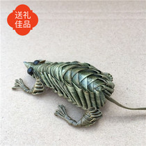 Brown woven crafts Mouse grass woven mouse brown grass woven animal crafts Changsha characteristic handicrafts DIY