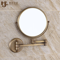 Bathroom make-up mirror folding mirror comb dressing mirror toilet telescopic mirror wall-mounted double-sided magnifier cosmetic mirror