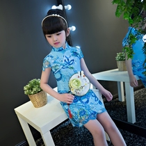 Chinese style Girls Cheongsam Spring Spring Childrens Chinese Guzheng performance dress Little childrens dress Princess dress summer