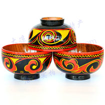 Solid wood bowl Rice bowl tableware Han Dynasty bowl Sichuan Daliang Shanxi Changyi folk lacquerware painted pure handicrafts