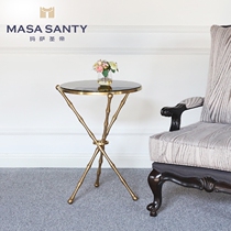 Simple sofa a few corners a few tempered glass mini coffee table creative Round Square small tea table telephone few living room