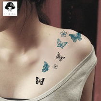 Tattoo Sticker Black Tinged butterfly Flower Girl with small fresher piercings Waterproof Tattoo Sticker