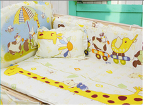 Crib Bed Drapery Full Cotton 5 Pieces Removable Wash With Cotton Core Cartoon Pattern Full Cotton Crib Siege