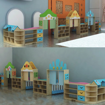 Combination Toy Cabinet Kindergarten Childrens Supermarket Combination Cabinet Pinus sylvestris Corner Corner Toys Childrens Toys