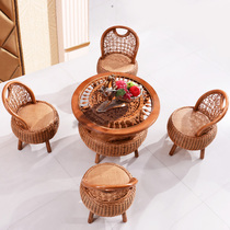 Real Vine Chair coffee table five-piece set three-piece rattan tea table tea table table rattan weaving furniture rattan bag logistics