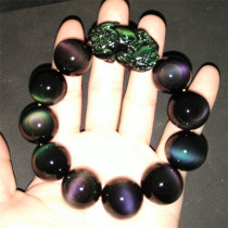 Double rainbow eye obsidian bead bracelet female male hand string fashion new evil bracelet lover gift