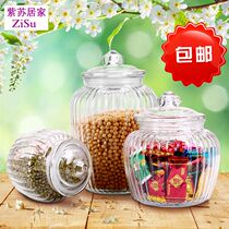 Unleaded glass jar sealed storage jar large kitchen food tea honey dried fruit storage sugar jar glass bottle