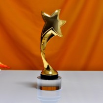 Metal five-pointed star creative trophy production Free lettering Crystal medal custom made custom made business gifts