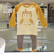 (CreamHouse) Korean owl five-pointed star male and female baby children Spring Autumn clothing underwear set