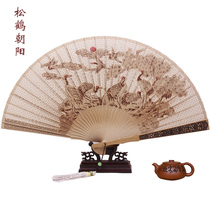 10-inch classical Burmese fan sandalwood fan ancient wind folding fan Chinese style hollow handmade men summer retro