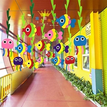  Kindergarten pendant Underwater animal pendant Shopping mall shop maternal and child swimming pool decoration creative ocean fish pendant