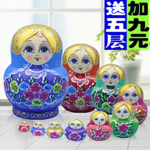 Matryoshka imported 10-layer pure hand-painted orchid gradient color air-dried basswood ten-layer holiday gift 03