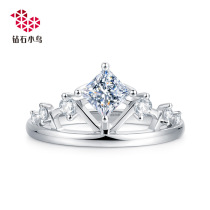 Zbird diamond bird 18K Princess square diamond ring-Jane crown-marriage proposal wedding platinum diamond ring women