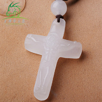 Xiao Yausai jade natural jade Xinjiang Baiyu Afghanistan jade Jesus cross jade pendant pendant