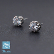 Silver time S925 sterling silver earrings Diamond zircon crown earrings fashion creative personality men and women couples earrings