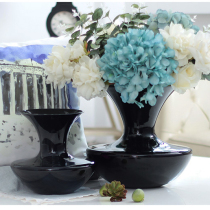 White Black Glass Vase ornaments dwarf wide mouth belly utensils floral matching modern simple home soft clothes