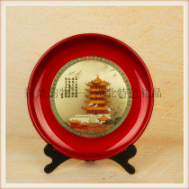 Hubei special Wuhan gift Yellow Crane Tower small paint plate(customizable LOGO)Foreign affairs reception business gift