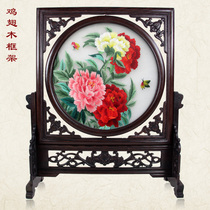 Han embroidery peony flowers blooming wealth glory wealth wealth gifts decorative paintings double-sided embroidery ornaments hand-made embroidery crafts
