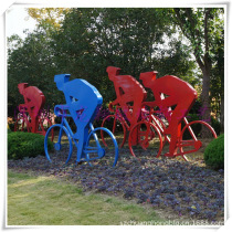 Park grassland cycling sports figure sculpture FRP sports figure sculpture