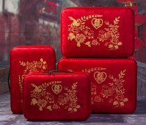  Big red suitcase Wedding box dowry box Bride dowry box Wedding pressure box Gift box suitcase 24 inch