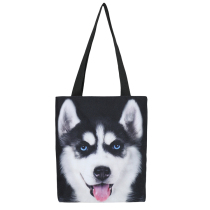 Animal face canvas shopping bag literary and female Husky two ha environmental bags student portable printing