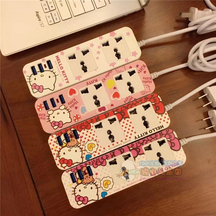 hello kitty Doraemon USB3A plug socket multi-function terminal board cartoon charging conversion plug