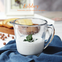  Libby thickened tempered glass with scale measuring cup Baking measuring cup Heat-resistant water cup Milk cup Microwave oven available