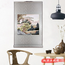 Ou embroidery boutique landscape gift decoration painting soft mounting silk thread silk pure hand embroidery painting folk art painting
