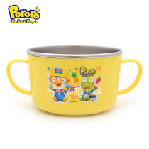 South Korea imported pororo Penguin non-slip stainless steel insulated soup bowl big childrens tableware double anti-scalding Rice Bowl