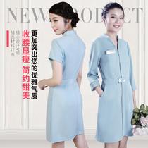 Dorn nail beautician frock temperament fashion summer beauty salon work clothes for women high-end slim dress