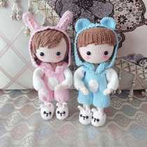 Mango Family Diy Pure Hand Crochet Hook Crochet Rabbit Cuddson Couple Doll Man Puppets Wool Doll Finished Product