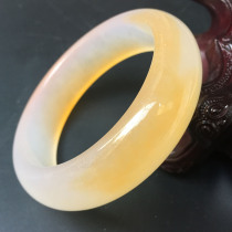 Jade bracelet Xinjiang Hetian Jade gold silk jade white yellow bracelet Karamay Gold silk Jade color jade female jade bracelet