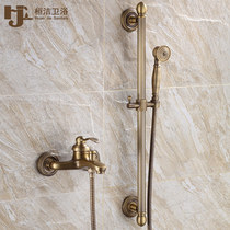 All copper antique shower faucet water heater shower set bathroom bathtub triple faucet mixing valve hot and cold