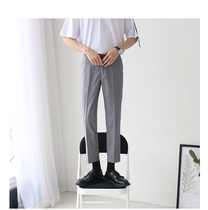 cuibuju 20 summer Korean version of pure black thin slim casual nine-point pants British suit small straight pants