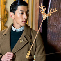 Star Korean version of mens deer head lead needle mens brooch wedding festival groom suit suit suit badge