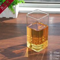  Tea Ace heat-resistant glass transparent flower tea cup Milk cup Beer cup square cup Green tea cup Juice cup Water cup