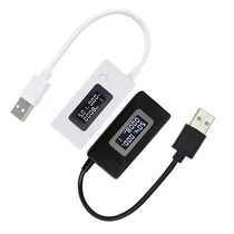 White tail LCD backlight LCD digital screen display USB ammeter voltmeter charging capacity test meter detector
