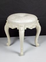 Solid wood makeup stool Dressing stool European computer table chair French shoe stool Ivory white