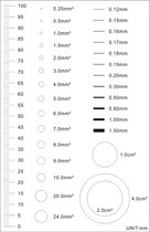 High-precision film point gauge Area point measurement Wire diameter measurement ruler Transparent soft ruler Non-fading gauge ruler