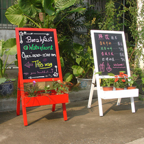 Wooden stent floral frame small blackboard store user outdoor billboard vertical handwritten menu display sign sign
