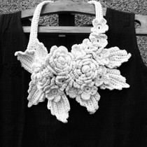 Fenghua ~ Original Art Fan Retro Pure Handmade Personality Crochet Cotton and Linen Three-dimensional Flower Necklace Jewelry