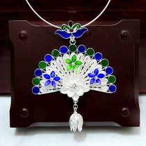 Brushed inlaid glaze cloisonne pendant Exclusive new Sterling silver lotus pendant Christmas gift to girlfriend