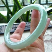 Mingkai Jade Myanmar old pit natural A goods jade water light green round jade bracelet 58 with certificate