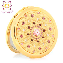 Yagerfi gold portable HD makeup mirror portable Fangfei folding double-sided girlfriends Valentines Day customized gifts