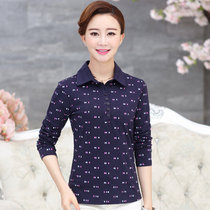 Middle-aged and elderly womens long sleeve shirt cotton New Fashion mother long sleeve T-shirt spring lapel grandma dress shirt