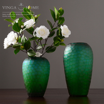 American minimalist modern geometric Cyan Flower arrangement glass large vase living room office porch ornaments