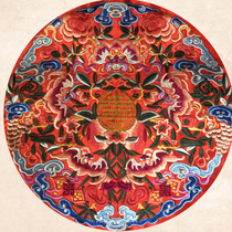 Wufu Baishou Red Embroidery Pieces DIY Clothes Bag Accessories Chinese Style Round Embroidered Pin