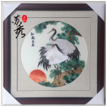 Handmade Brands Su Embroidery Embroidery Finished Product Hanging Painting Xuanguan Decoration Painting Pine Crane Changchun Send Seniors Gifts Add Character