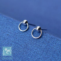 Silver time S925 sterling silver earrings mini ball ball small circle ring ring earrings creative fresh personality earrings